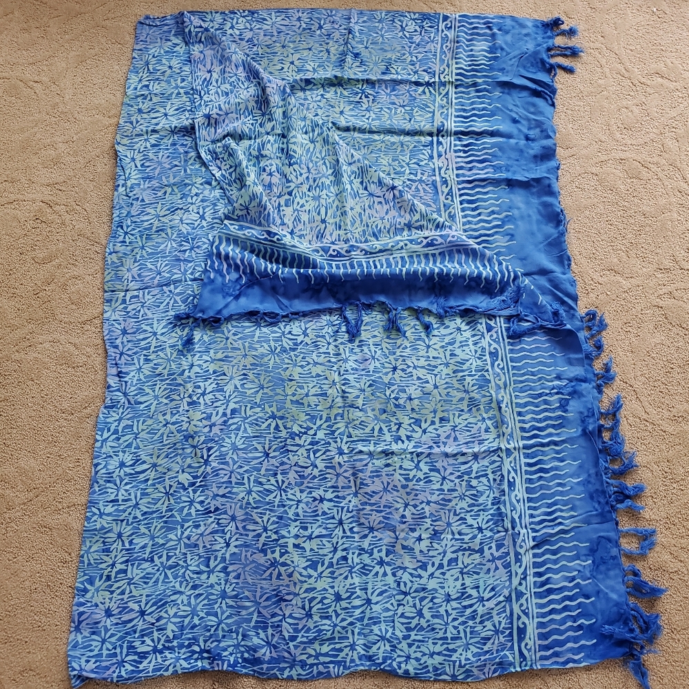 Blue Beach Wrap Womens OSFA - summer Sand Hawaii Style Sarong